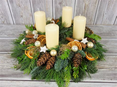 Adventskranz Creme Gold Adventskr Nze Echte Tanne Etsy De