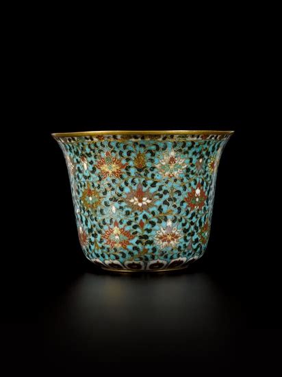 A rare cloisonné enamel lotus bell shaped bowl Ming dynasty