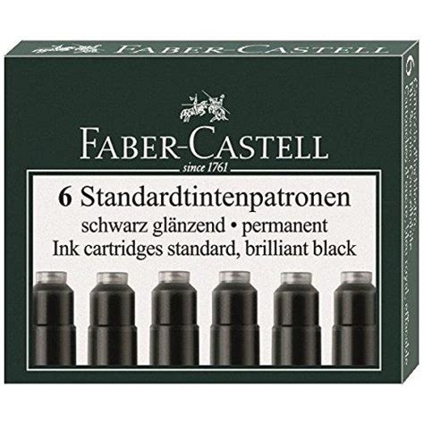 Graf Von Faber Castell Ink Cartridges In Permanent Black Pack Of 6