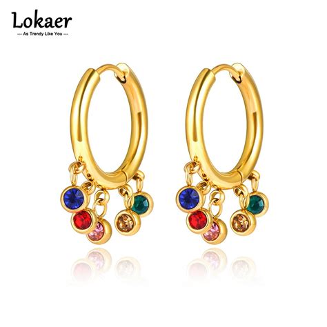 Lokaer Stainless Steel Bohemia Hoop Earrings Goth 18K Gold Plated