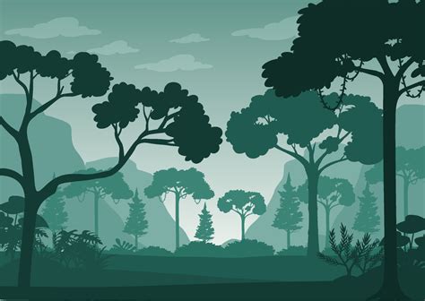 Silhouette Forest Landscape Background Vector Art At Vecteezy