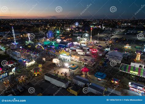 Lights At The Carnival At Night Stock Photo Image Of Swing Drone