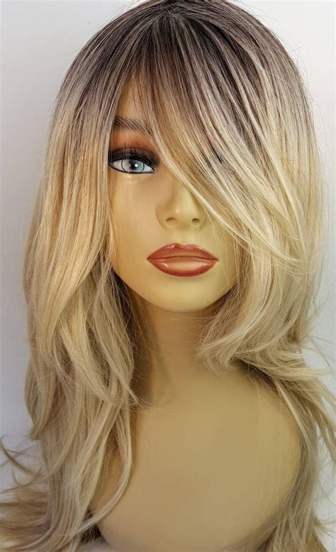 Long Wavy Blonde Ombre Wig Long Layered Blonde Ombre Wig Etsy