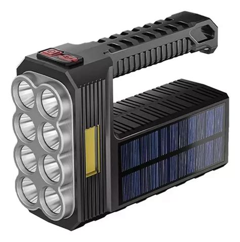 Reflector De Mano 8 Led Linterna 4 Funciones Carga Solar Usb