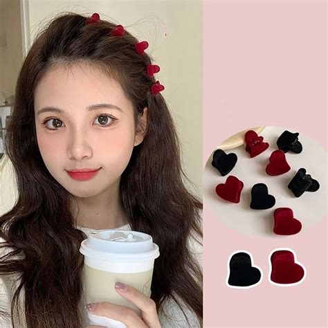 10pcs Heart Shaped Hairpin Velvet PC Hair Hooks Headwear Hair Grip For