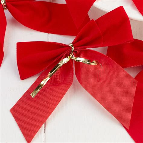 Red Velvet Pretied Bows Holiday Craft Supplies Christmas And