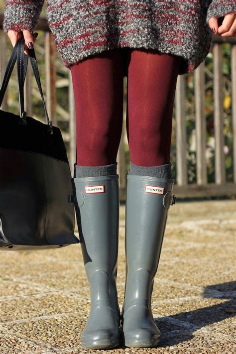 Look Con Botas De Agua Conjunto De Botas Hunter Botas De Lluvia