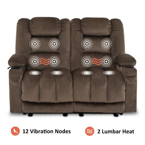 Mcombo Electric Reclining Loveseat Sofa With Heat And Massage Fabric