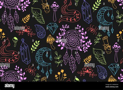 Mystic doodle wallpaper, witchcraft symbols crystal, shell ...