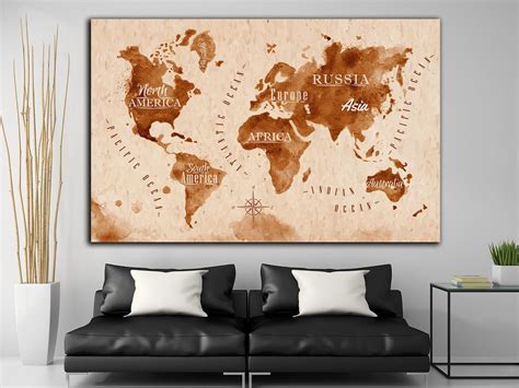 World Map Canvas Paintingtumbled World Mapwall Map,Decorcanv | Inspire ...