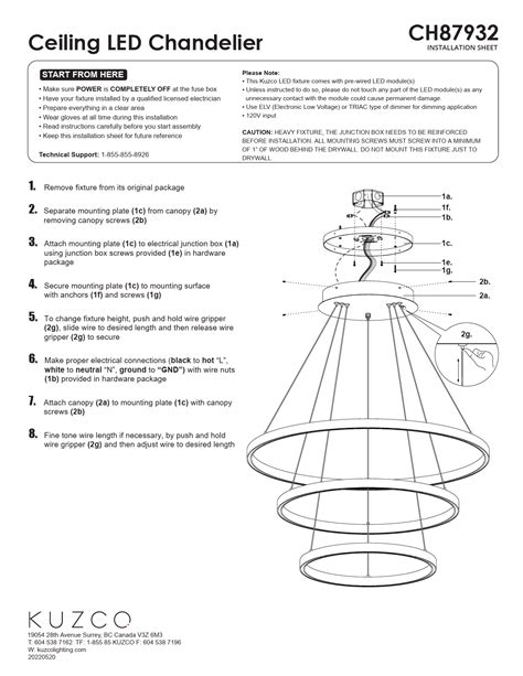 Kuzco Ch Ceiling Led Chandelier Instruction Manual