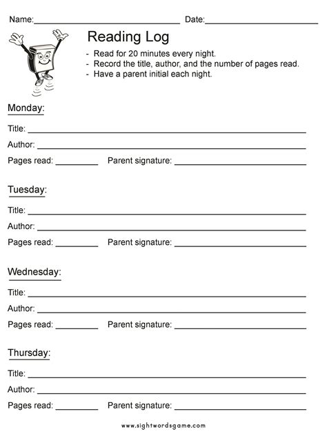 47 Printable Reading Log Templates For Kids Middle School And Adults