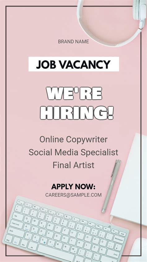 Job Vacancy Instagram Story Ad Template Job Poster Instagram Story