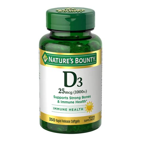 Natures Bounty Vitamin D3 1000 IU Softgels Immune Support Promotes