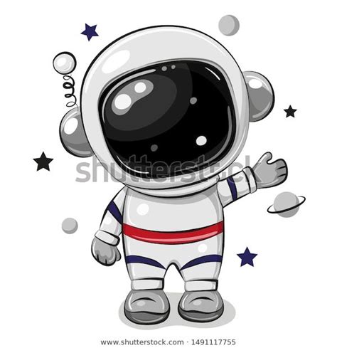 Trova Immagini Stock HD A Tema Cute Cartoon Astronaut Isolated On White