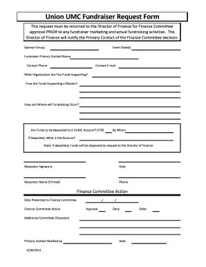 Fillable Online Unionunitedmethodist Union UMC Fundraiser Request Form