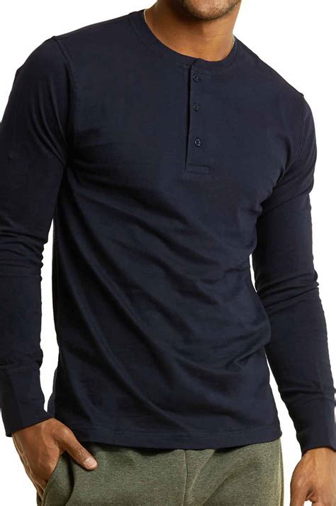 Mens Long Sleeve Henley 3 Button Pullover Cotton T Shirt Crew Neck Ebay