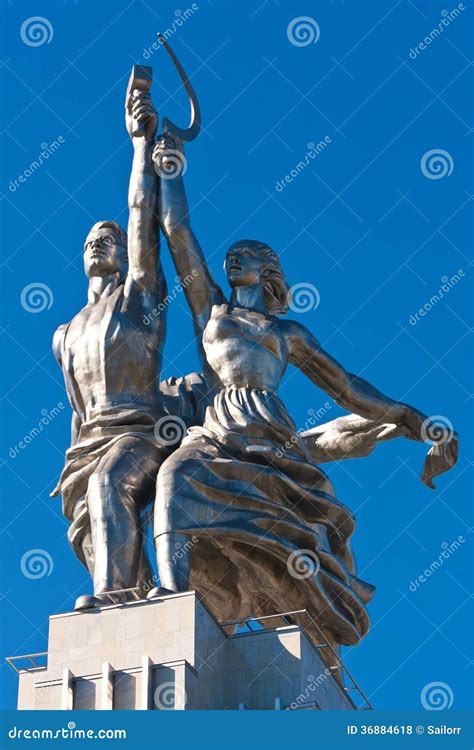 Worker And Kolkhoz Woman Editorial Stock Photo Image Of Architecture