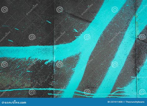 Street Art Detail Neon Green Turquoise Spray Paint Pattern On Dark