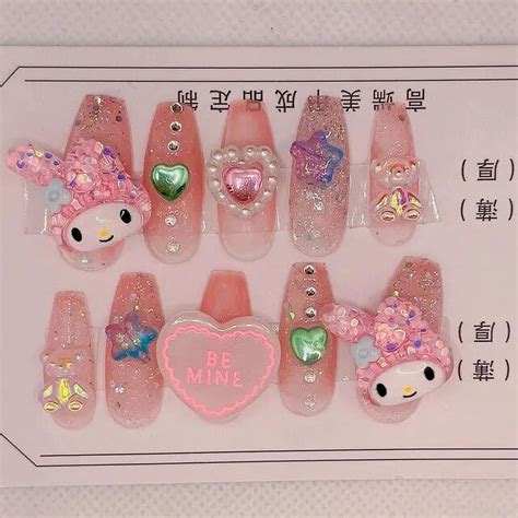 Hello Kitty False Nail Kawaii Sanrio Accessories Anime Y2k Kuromi