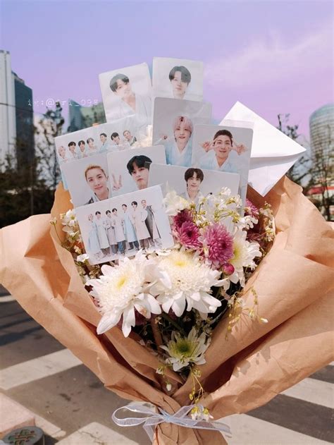 Ramo Photocards Bts Ramo De Flores Blancas Ramo De Regalo