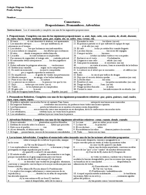 3m Psu 001 Preposiciones Pronombres Adverbios Guía De Ejercicios 1 Download Pdf