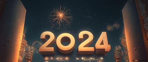 Happy new year 2024 fireworks display 2K wallpaper download