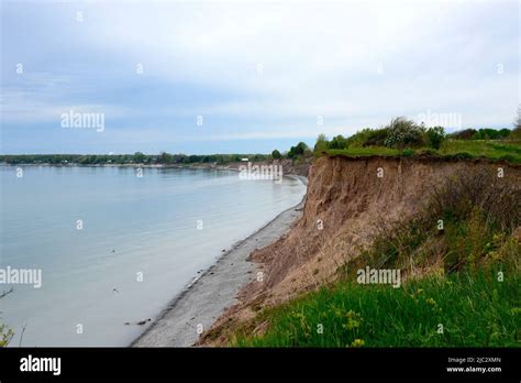 Lake Erie shore and beaches part of the Great Lakes. Freshwater lakes ...