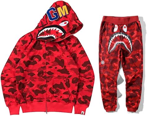 Ymhxbsx Bape Shark Head Felpa Con Cappuccio Tuta Per Adulti Unisex Moda