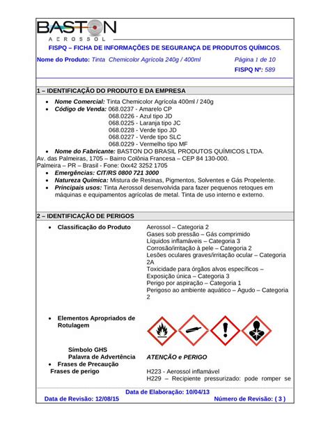 PDF FISPQ FICHA DE INFORMAÇÕES DE SEGURANÇA DE 2015 09