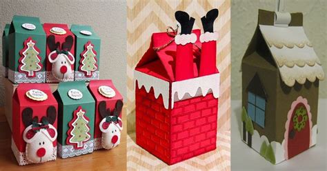 Hermosas cajas navideñas tipo caja de leche Christmas crafts