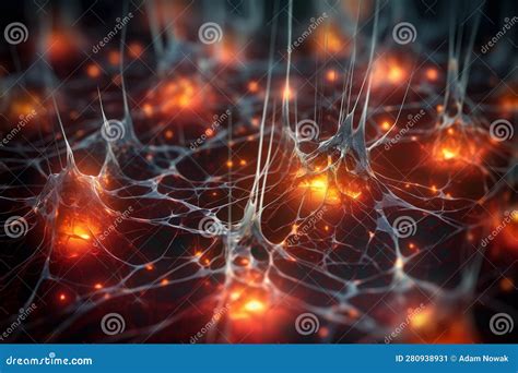 Active Nerve Cells In The Brain 3d Visualization Stock Illustration