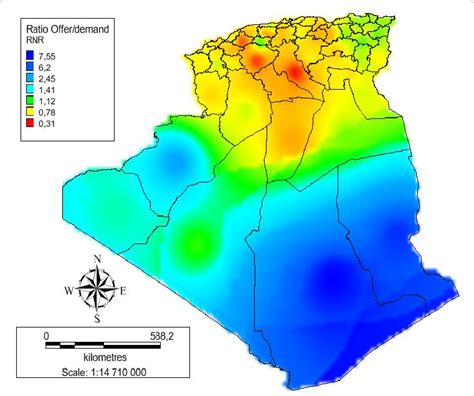 Spatial Population distribution in Algeria (Simulation for 2020 ...