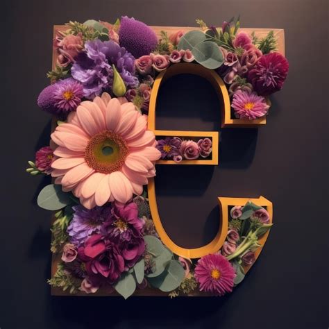 Premium AI Image Flower Alphabet Letter E Floral Font Vintage Style