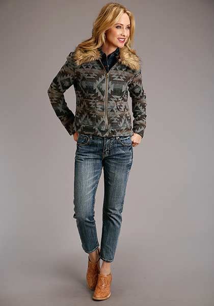 Stetson Womens Grey Aztec Jacket