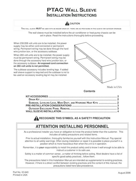 Fillable Online Ptac Wall Sleeve Fax Email Print Pdffiller