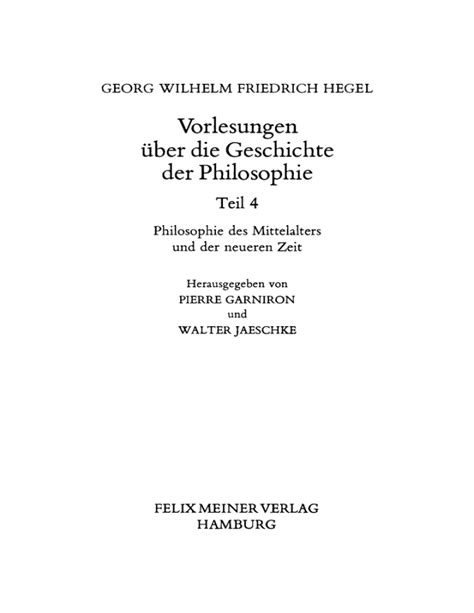 Vorlesungen über Geschichte der Philosophie Teil 4