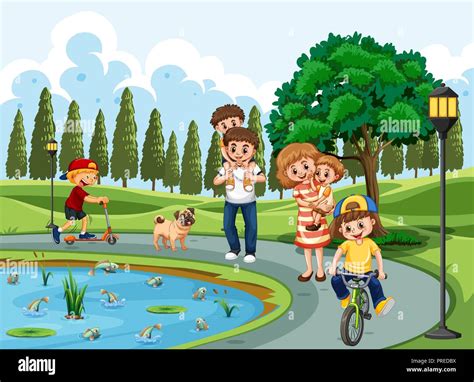 El Ejercicio De La Familia En Un Parque Ilustraci N Imagen Vector De