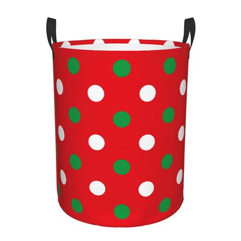 Coaee White And Green Polka Dot Laundry Basket With Handle Waterproof