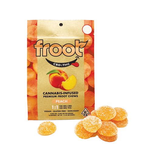 Froot 10 Pack Cbdthc 11 Gummies Peach 100mg Cbd 100mg Thc