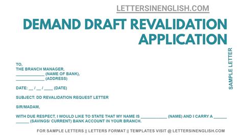 Application For Demand Draft Revalidation How To Write A Letter For