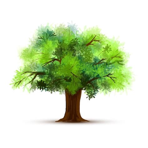 Free Vector | Painting a green tree isolated design