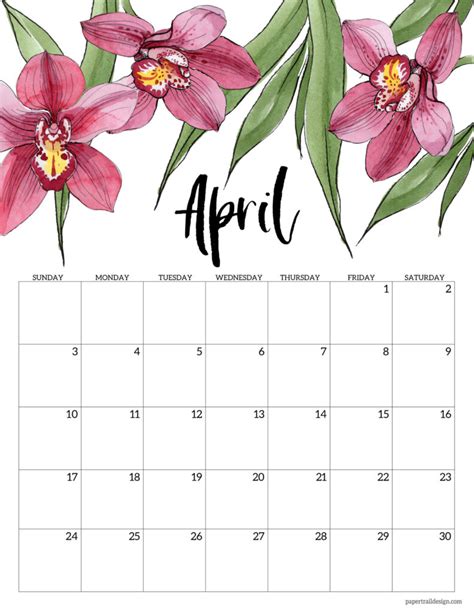 2022 Free Printable Calendar Floral Paper Trail Design