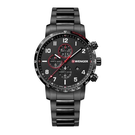 Wenger Attitude Quartz Black Dial Pvd Steel Bracelet Chronograph Men S Watch 01 1543 115