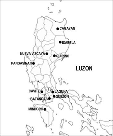 Map of Luzon, Philippines showing the collection sites of leaf samples ...