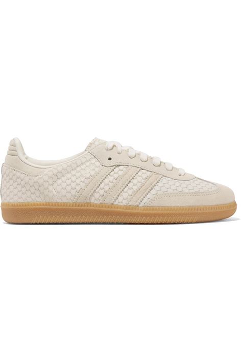 Adidas Originals Samba Suede Trimmed Snake Effect Leather Sneakers In