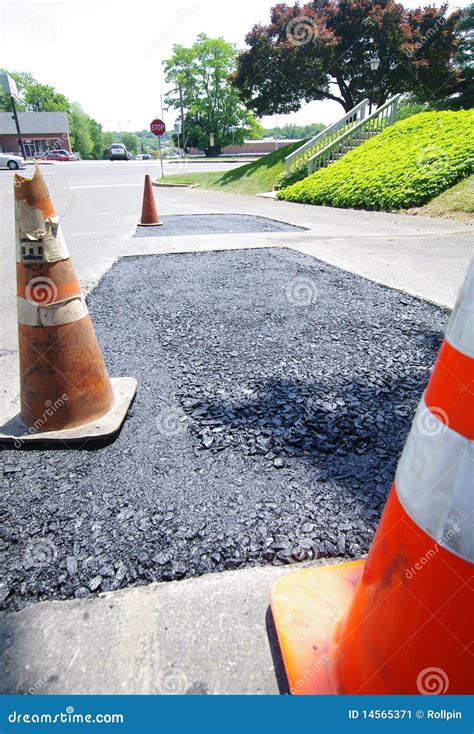 Road Repair Freshly Tar With Stones Stock Image Image Of White