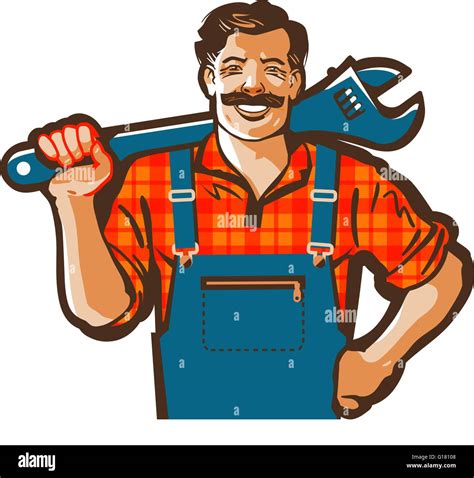 Plumber Vector Logo Wrench Or Handyman Icon Stock Vector Art