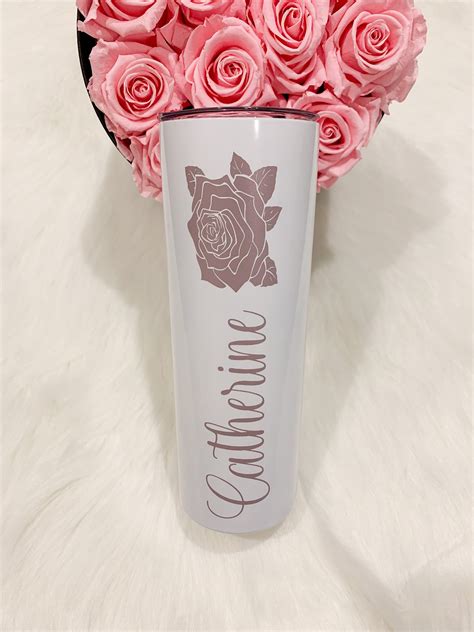 Personalized Floral Tumbler Skinny Tumbler Rose Tumbler Etsy India