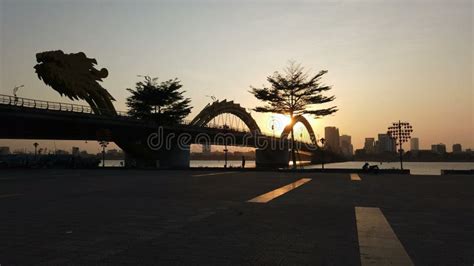 Dragon Bridge With Night Lighting Over Han River In Da Nang City In